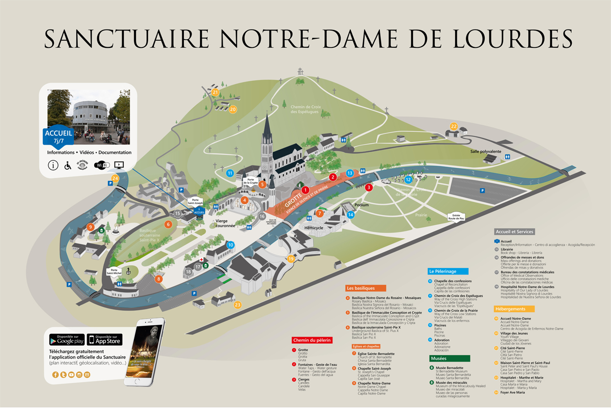 Image result for where is Sanctuary of Our Lady of Lourdes and the Grotto of Massabielle map